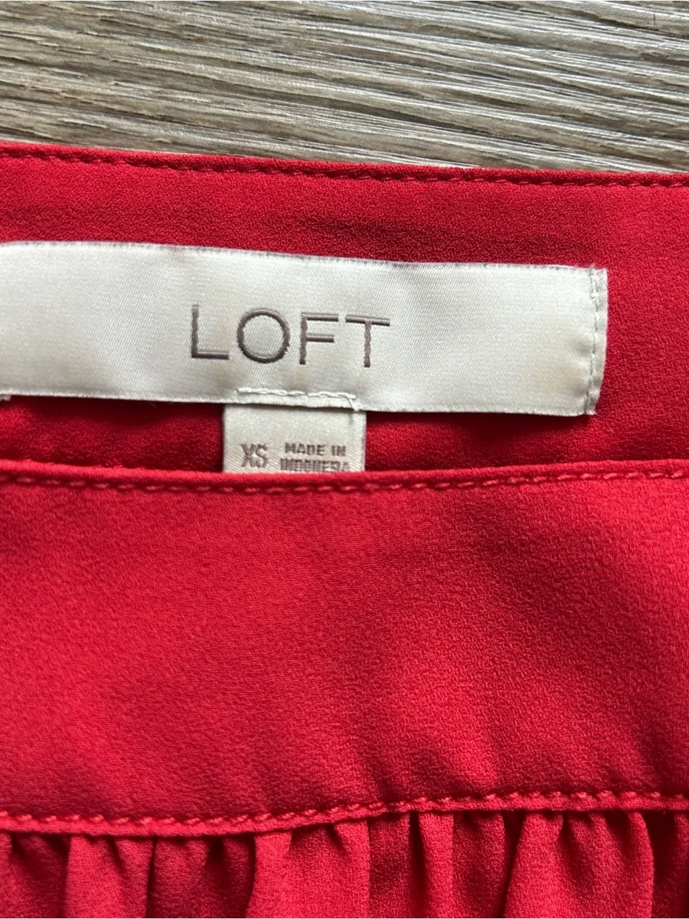 LOFT Orange/Red Square-Neck Puff Sleeve Top